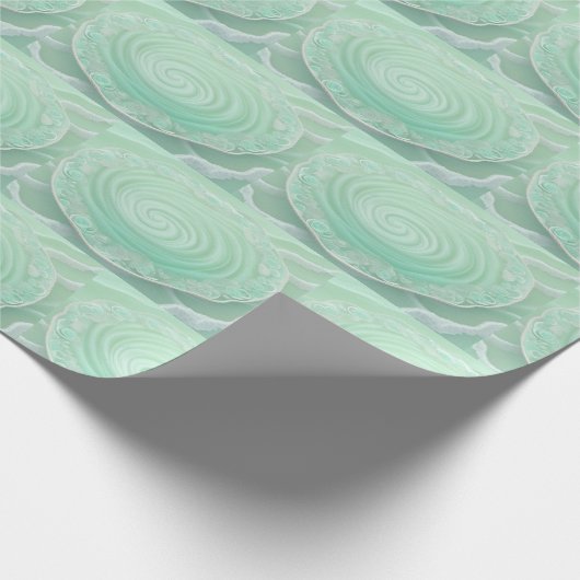 Mint Green Wirbel Geschenkpapier (Ecke)