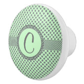 Mint Green With Grey Polka Dots-Monogram STaylor Keramikknauf (Rechts)
