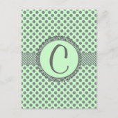 Mint Green With Grey Polka Dots-Monogram STaylor Postkarte (Vorderseite)