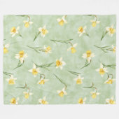 Mint Green Yellow Daffodil Flowers Fleecedecke (Vorderseite (Horizontal))
