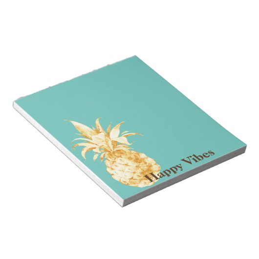 Mint Green Yellow Gold Ananas Confetti Notizblock (angewinkelt)