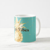 Mint Green Yellow Gold Ananas Kaffeetasse (VorderseiteRechts)