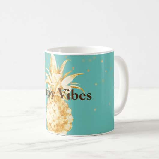 Mint Green Yellow Gold Ananas Kaffeetasse (VorderseiteRechts)