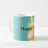 Mint Green Yellow Gold Ananas Kaffeetasse (Vorderseite Links)
