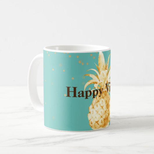 Mint Green Yellow Gold Ananas Kaffeetasse (Vorderseite Links)