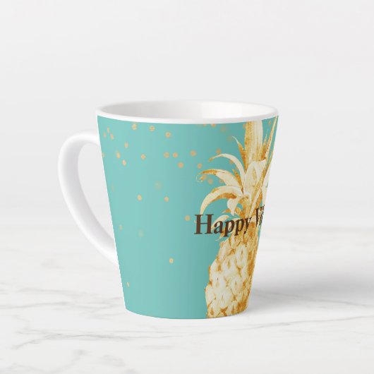 Mint Green Yellow Gold Ananas Milchtasse (Linke Ecke)