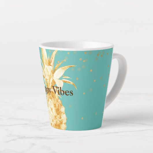 Mint Green Yellow Gold Ananas Milchtasse (Rechte Ecke)