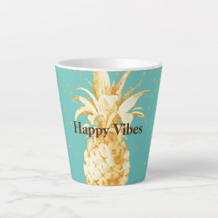 Mint Green Yellow Gold Ananas Milchtasse