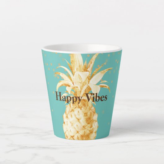 Mint Green Yellow Gold Ananas Milchtasse (Vorderseite)