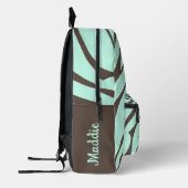Mint Green Zebra Stripes Muster Bedruckter Rucksack (Links)