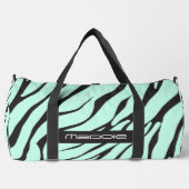 Mint Green Zebra Stripes Muster Duffle Bag (Vorderseite)