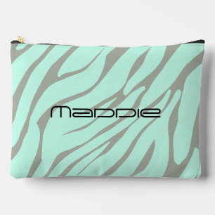 Mint Green Zebra Stripes Muster Zubehörtasche