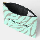 Mint Green Zebra Stripes Muster Zubehörtasche (Offen)