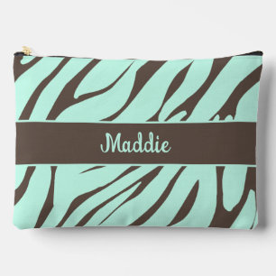 Mint Green Zebra Stripes Muster Zubehörtasche