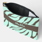 Mint Green Zebra Stripes Muster Zubehörtasche (Offen)
