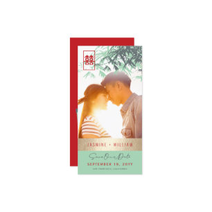 Mint Green Zen Bamboo Verlasse Foto chinesische Ho Save The Date