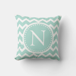 Mint Green Zickzack Girly ZigZag Monogram Kissen