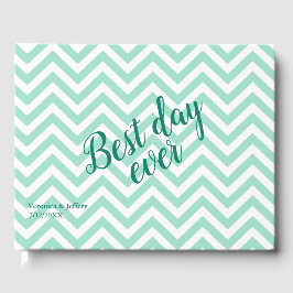 Mint Green Zickzack Pattern Hochzeit Gästebuch