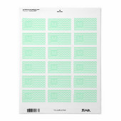Mint Green Zigzag mit Custom Monogram. Adressaufkleber (Vorne)