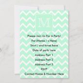 Mint Green Zigzag mit Custom Monogram. Einladung (Vorderseite)