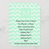 Mint Green Zigzag mit Custom Monogram. Einladung (Vorne/Hinten)