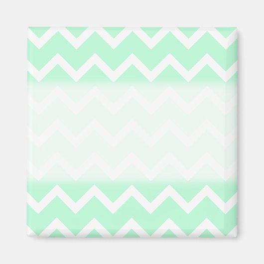 Mint Green Zigzag Zickzack Streifen. Magnet (Vorne)