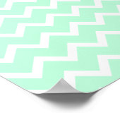 Mint Green Zigzag Zickzack Streifen. Poster (Ecke)