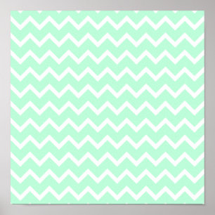 Mint Green Zigzag Zickzack Streifen. Poster
