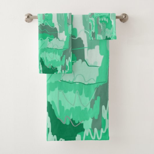 Mint Greenery Abstrakt Badhandtuch Set (Insitu)