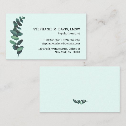 Mint Greenery Business Card Visitenkarte (Vorne/Hinten)