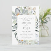 Mint Greenery & White Floral Wedding Einladung (Stehend Vorderseite)
