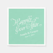 Mint Grün Weiß glücklich je nach Hochzeit Serviette (Vorderseite)