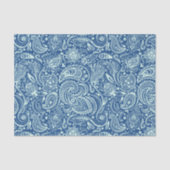 Mint-grüne Blütenpaisley Custom Blue Hintergrund Seidenpapier (Vorderseite)