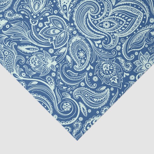 Mint-grüne Blütenpaisley Custom Blue Hintergrund Seidenpapier (Ausschnitt)