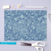 Mint-grüne Blütenpaisley Custom Blue Hintergrund Seidenpapier (Handwerk)