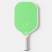 Mint-grüne Monogramm-Initialnamen Pickleball Schläger (Rückseite)