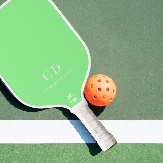 Mint-grüne Monogramm-Initialnamen Pickleball Schläger