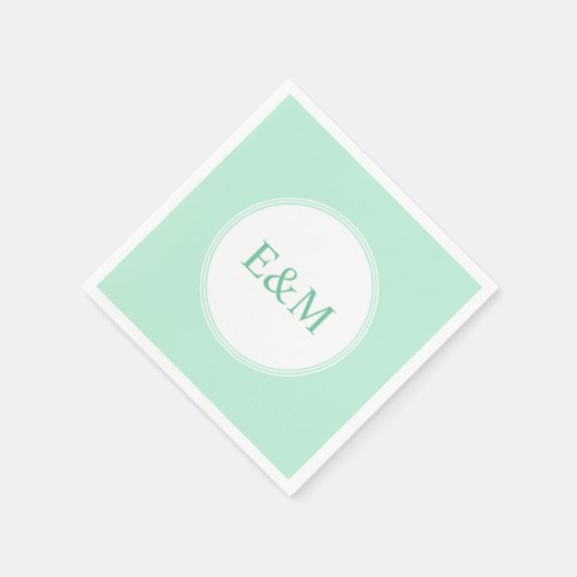 Mint grüne Vorlage Modernes elegantes Monogramm Serviette (Ecke)