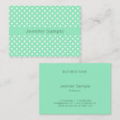 Mint grüne weiße Punkte Vorlage Modernes Elegant Visitenkarte (Vorne/Hinten)