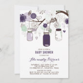 Mint Hanging Mason Jars Floral Baby Dusche Einladung (Vorderseite)