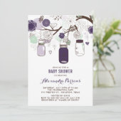 Mint Hanging Mason Jars Floral Baby Dusche Einladung (Stehend Vorderseite)