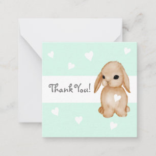 Mint Heart Bunny Baby Dusche Danke Karten