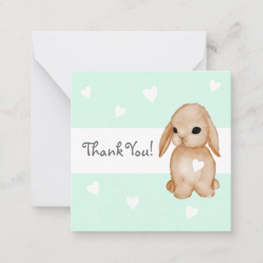 Mint Heart Bunny Baby Dusche Danke Karten (Vorderseite)