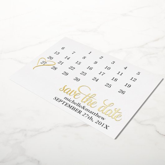 Mint Heart Kalender Hochzeit speichern Sie das Dat Folieneinladung (Gedreht)