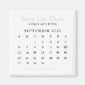 Mint Heart Kalender Hochzeit speichern Sie das Dat Magnet (Vorne)