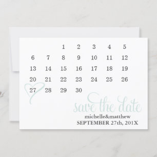 Mint Heart Kalender Hochzeit speichern Sie das Dat Save The Date