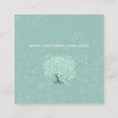 Mint Heart Leaf Tree Boho Floral und Feathers Quadratische Visitenkarte (Rückseite)