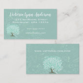 Mint Heart Leaf Tree Boho Floral und Feathers Visitenkarte (Vorne/Hinten)