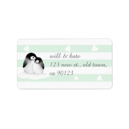 Mint Heart Penguin Address Labels Adressaufkleber