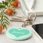 Mint Hearts Personalisiert Girly Name Schlüsselanh Schlüsselanhänger (Seite)